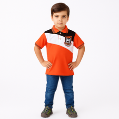Boys peach,white and black polo shirt