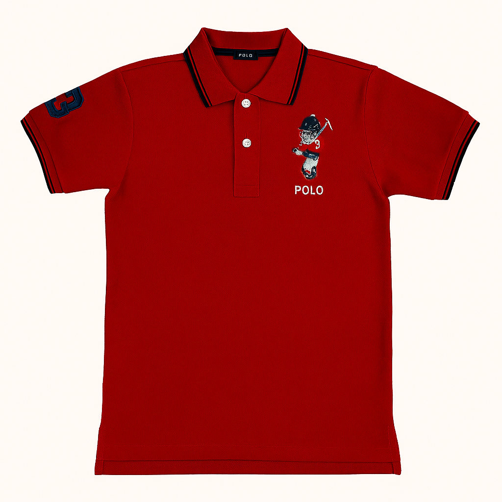 Boys red bear polo shirt
