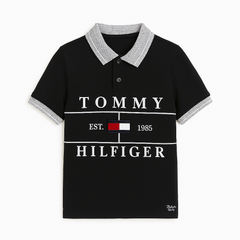 Boys black Tommy Hilfiger polo shirt