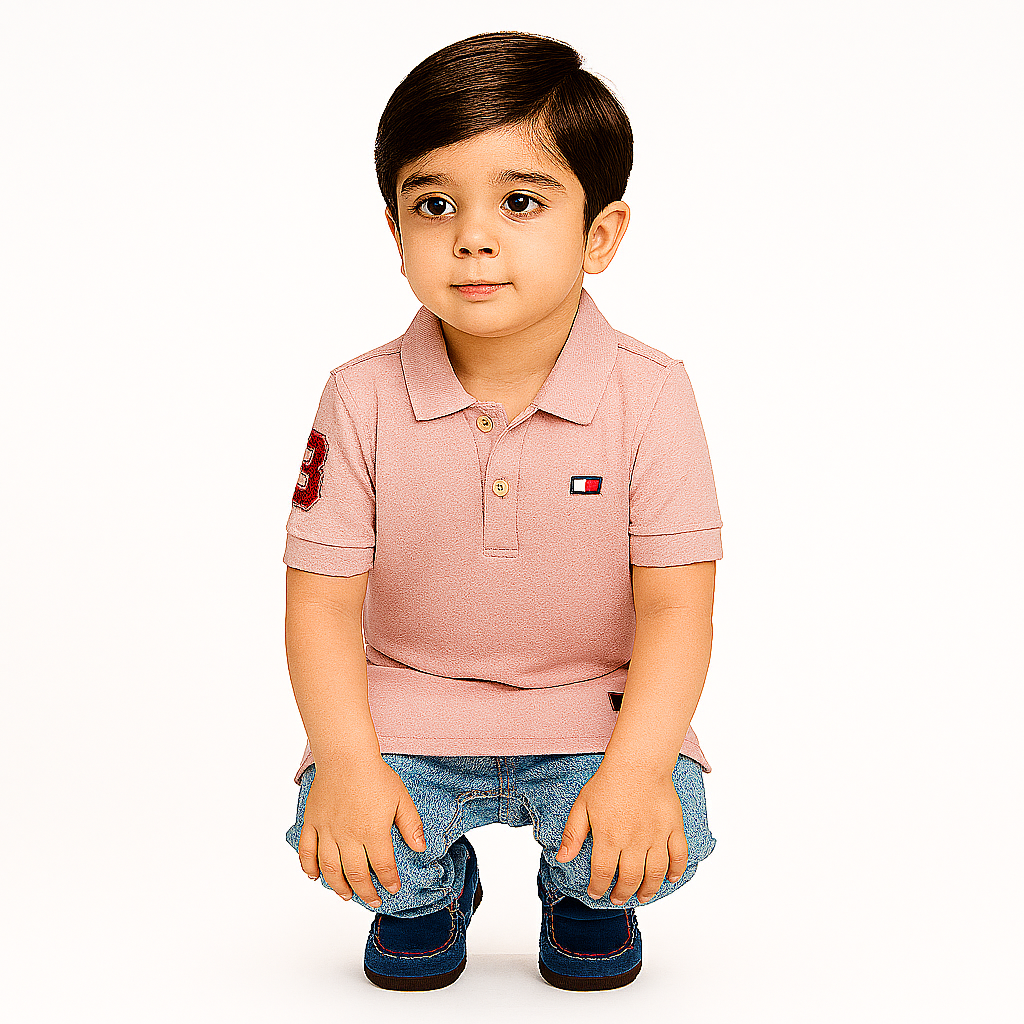 Boys tea pink embroidered polo shirt