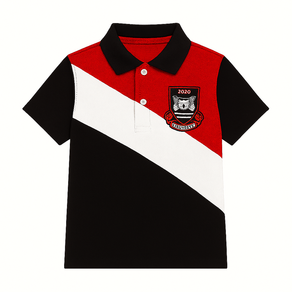 Boys black,white and peach polo shirt