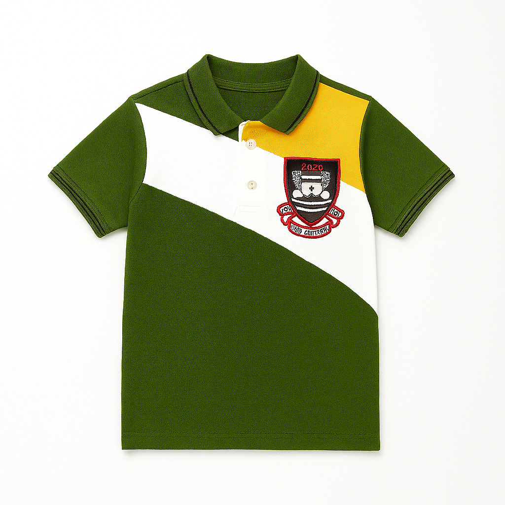 Boys yellow,green and white polo shirt