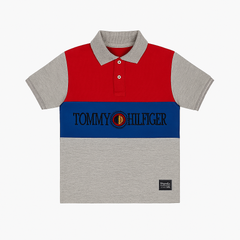 Boys gray red and blue Tommy’s polo shirt