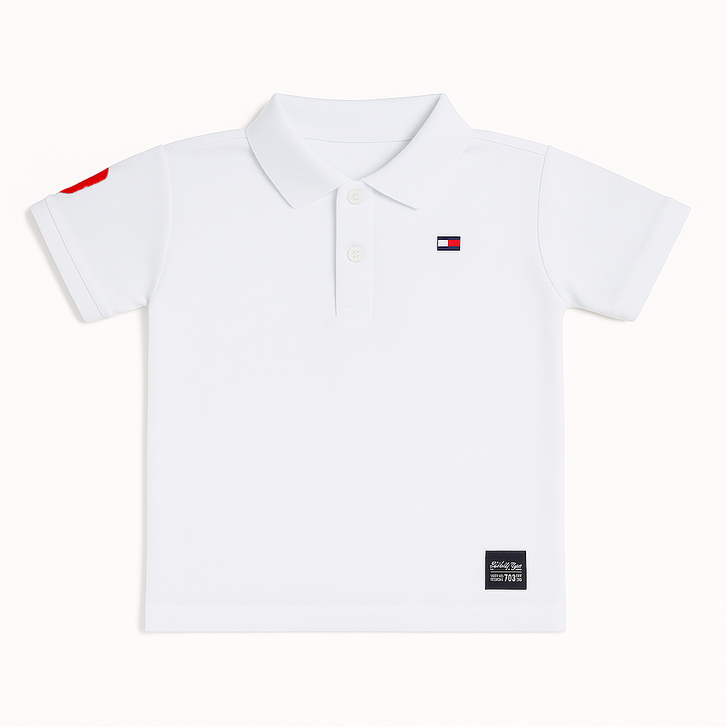 Boys white embroided polo shirt