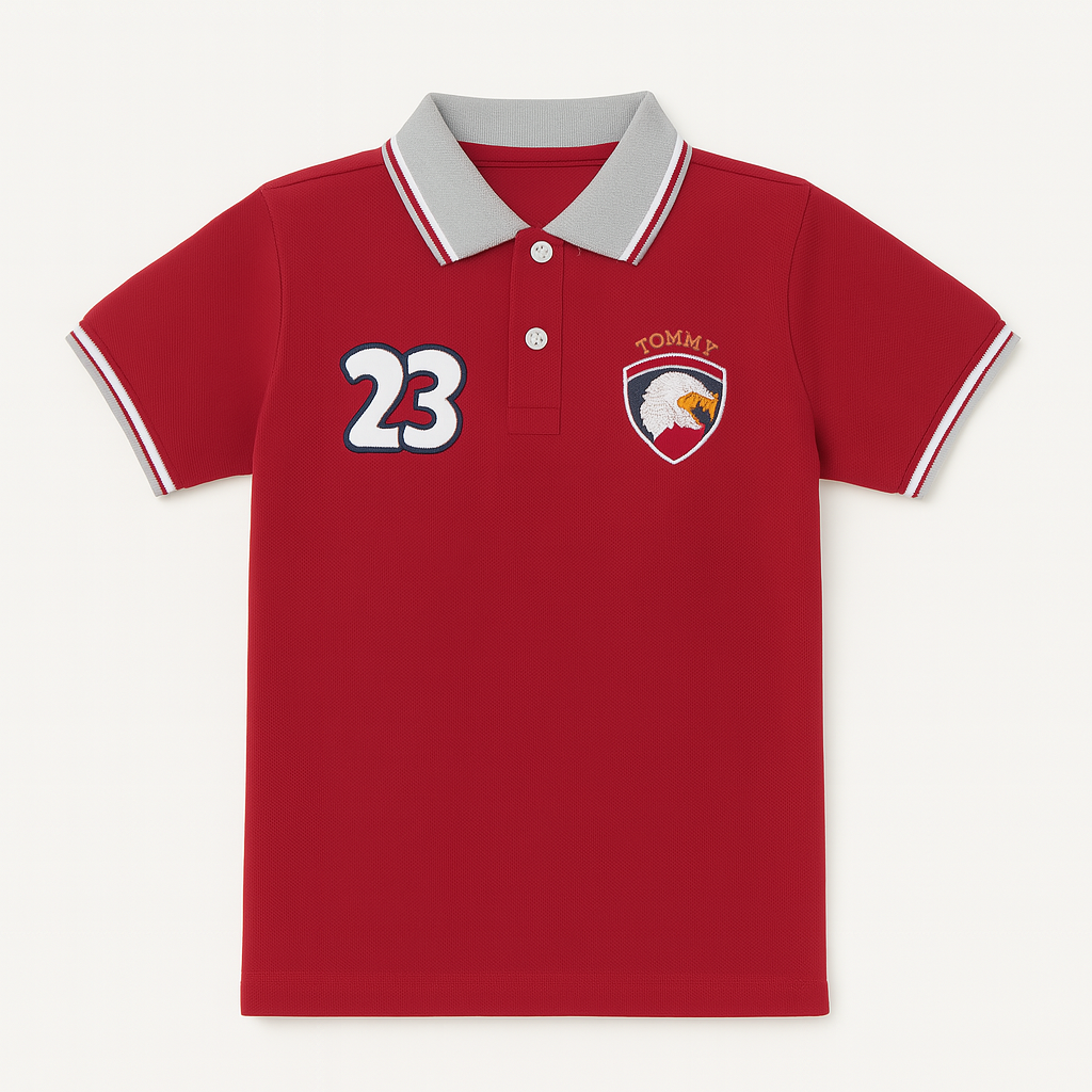 Boys red eagle polo shirt