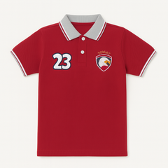 Boys red eagle polo shirt