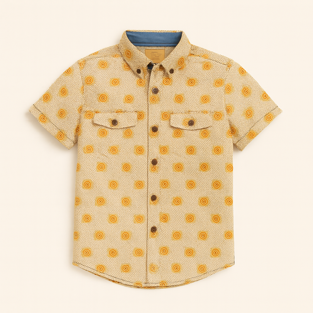 Boys brown printed casual shirt