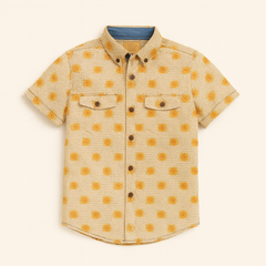 Boys brown printed casual shirt