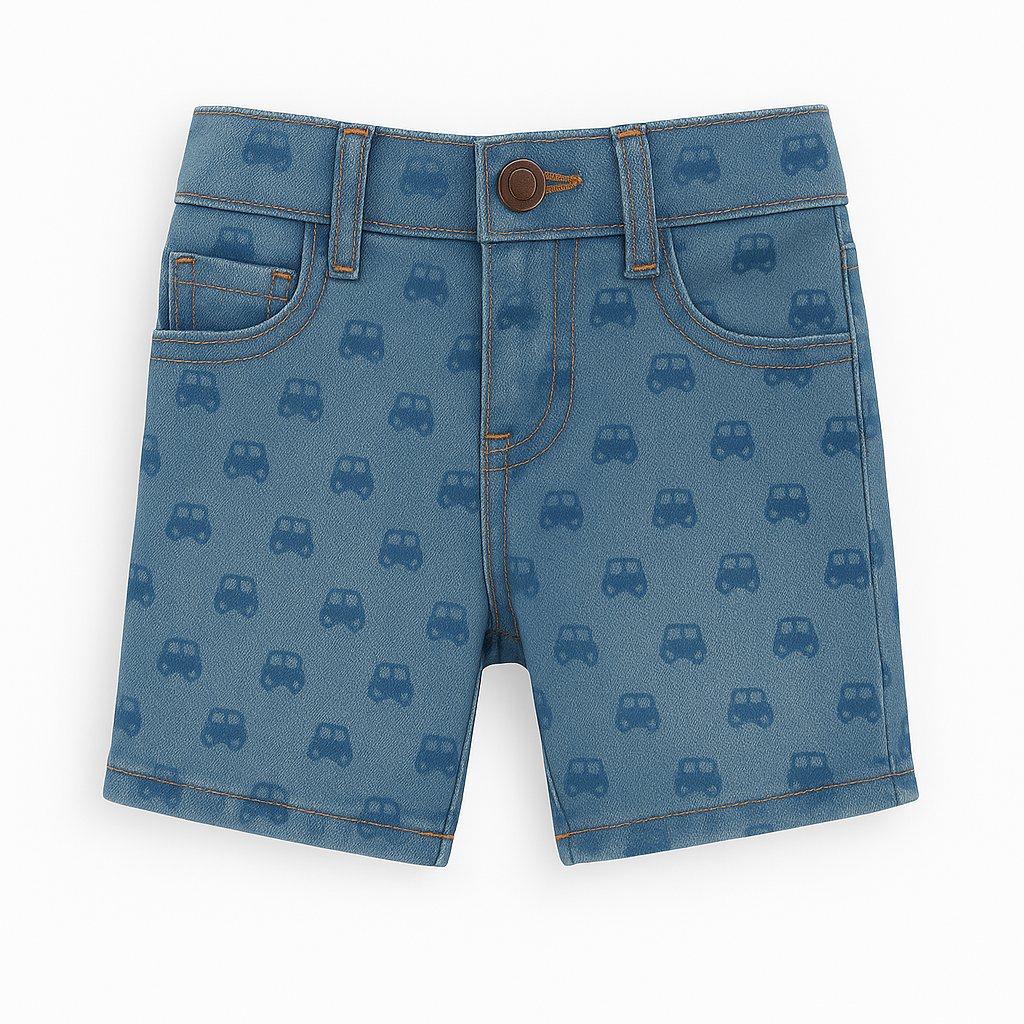 Boys car denim shorts