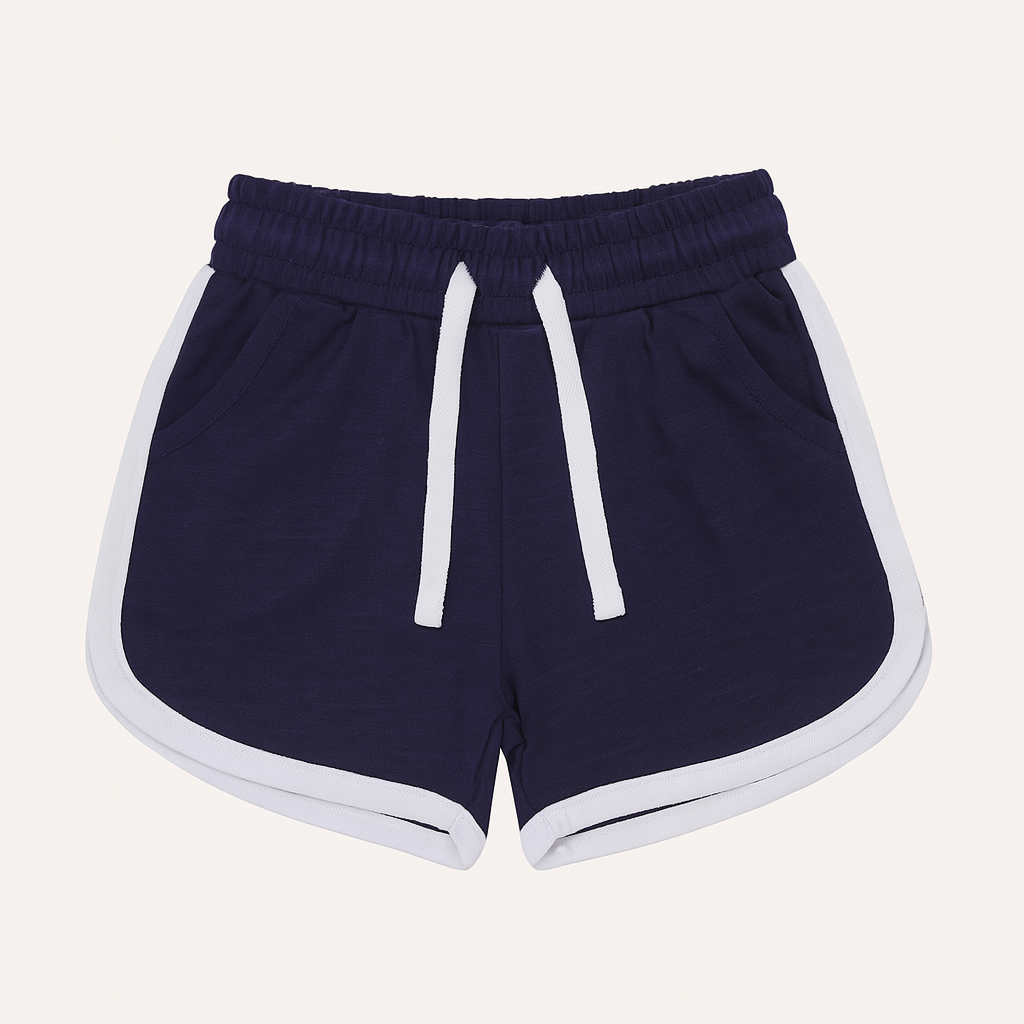 Girls blue shorts with white side stripe