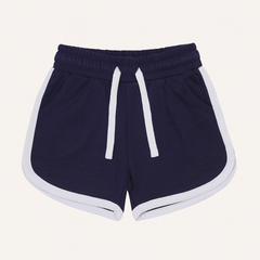 Girls blue shorts with white side stripe