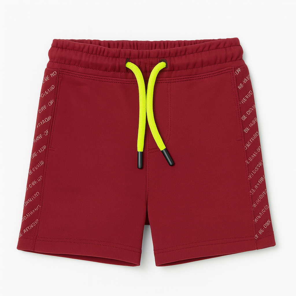 Boys maroon neon stripe short