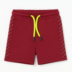 Boys maroon neon stripe short
