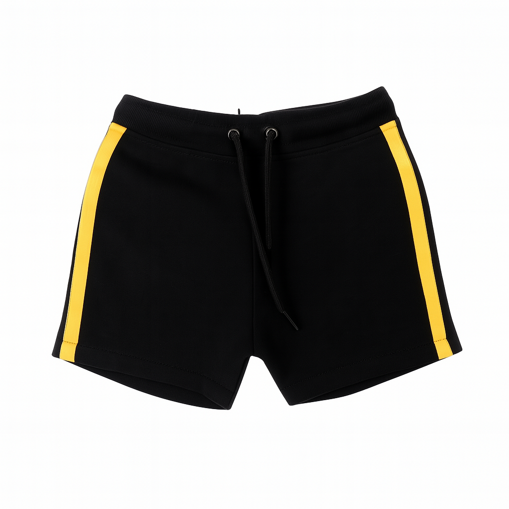 boys yellow side stripe short