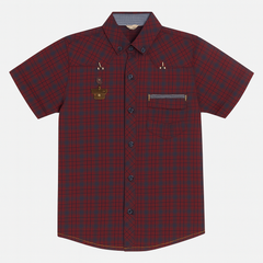 Boys red and blue check casual shirt