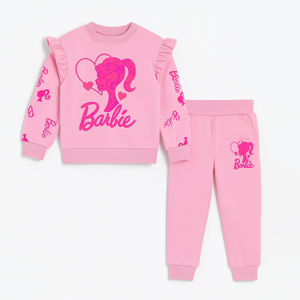 Girls pink Barbie tracksuit