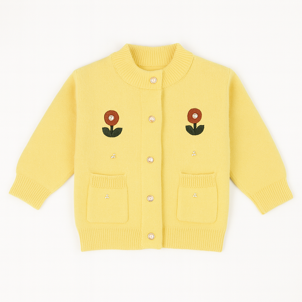 Girls yellow flower cardigan sweater