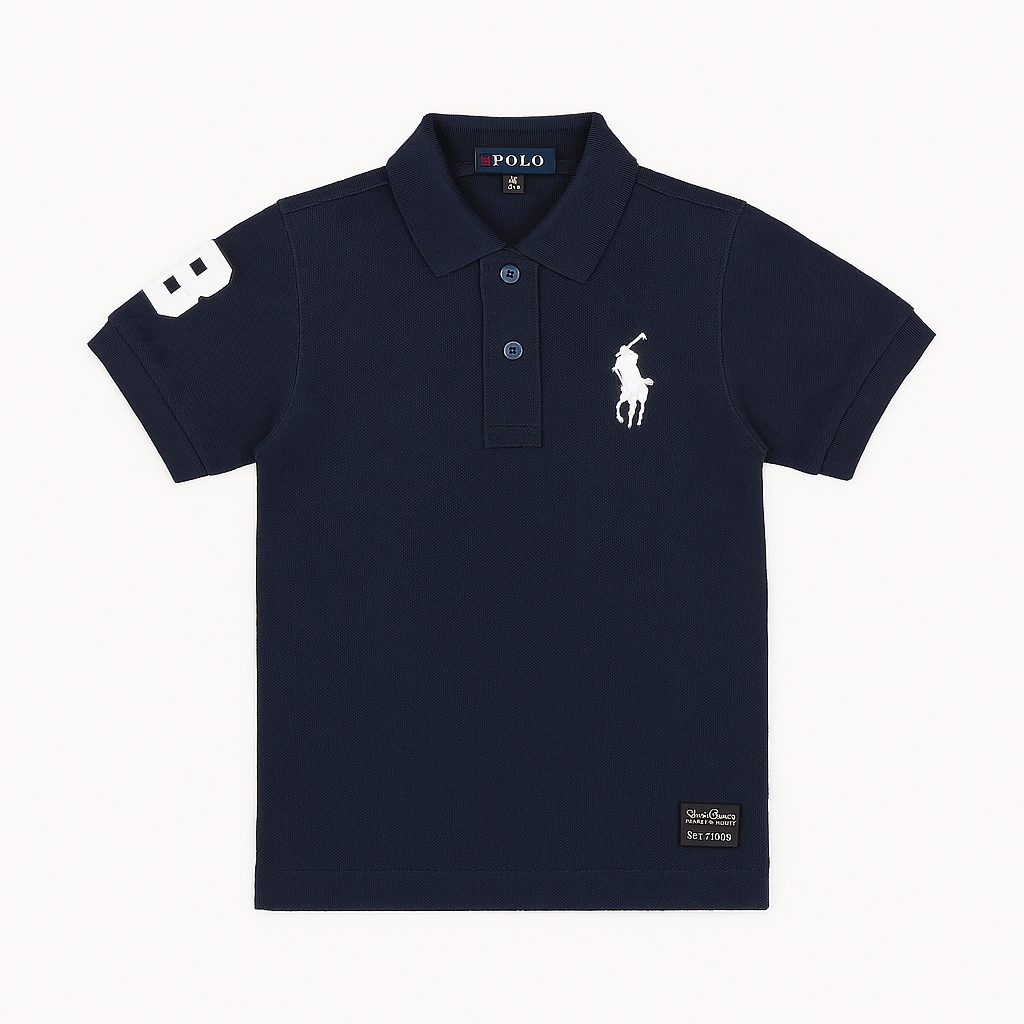 Boys blue horse embroidered polo shirt