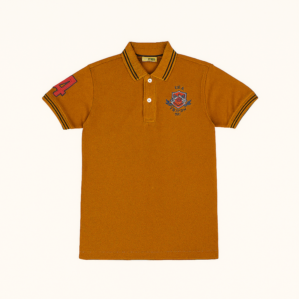 Boys brown patch polo shirt