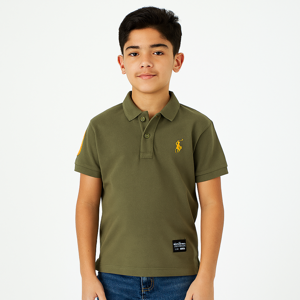 Boys commando horse embroidered polo shirt