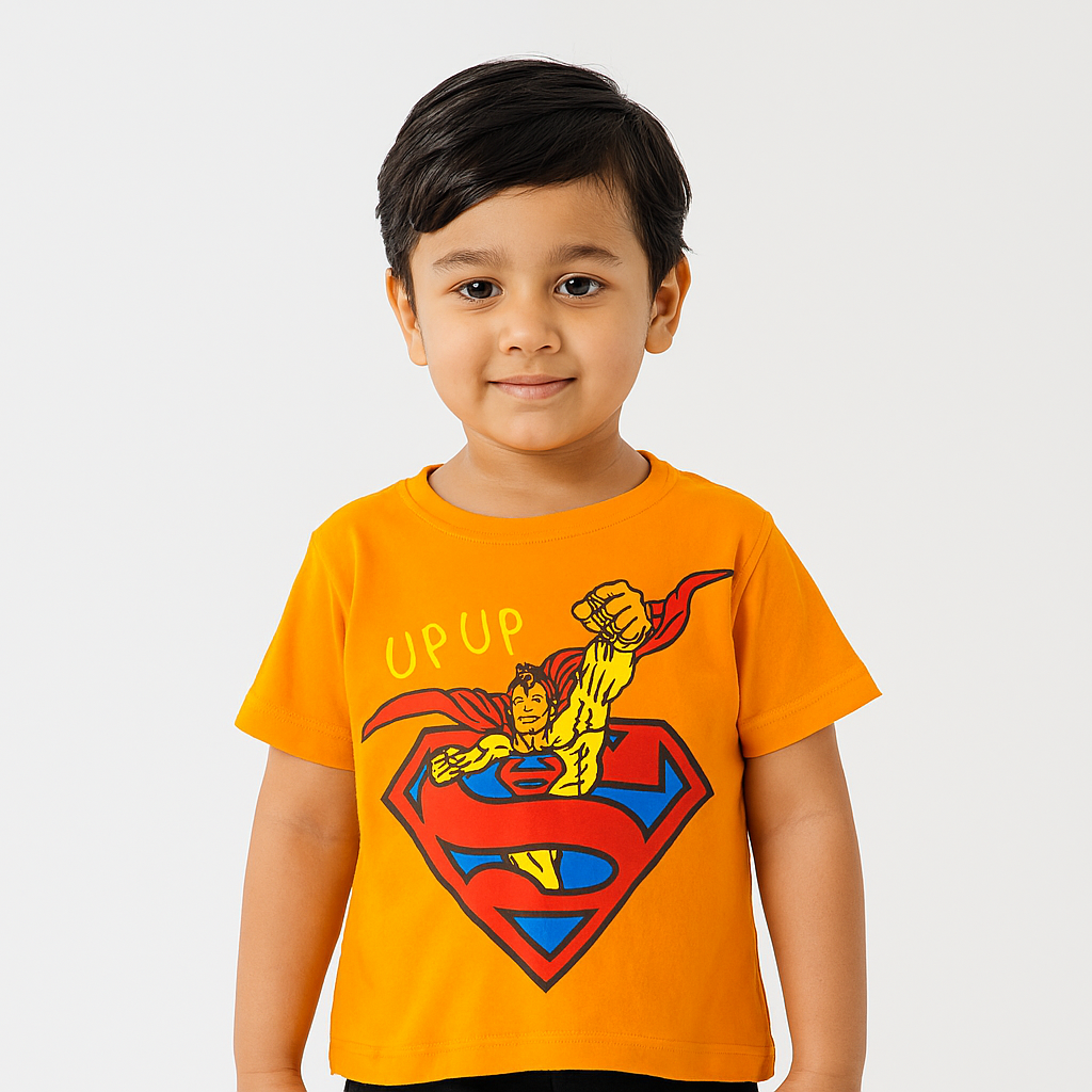 BOYS ORANGE SUPERMAN T-SHIRT