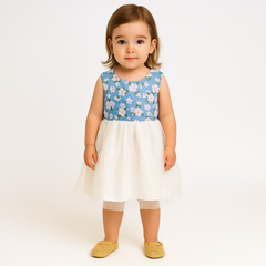 Girls blue flower fancy Frock