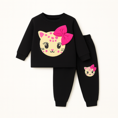 Girls black cat tracksuit