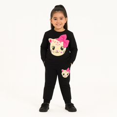 Girls black cat tracksuit