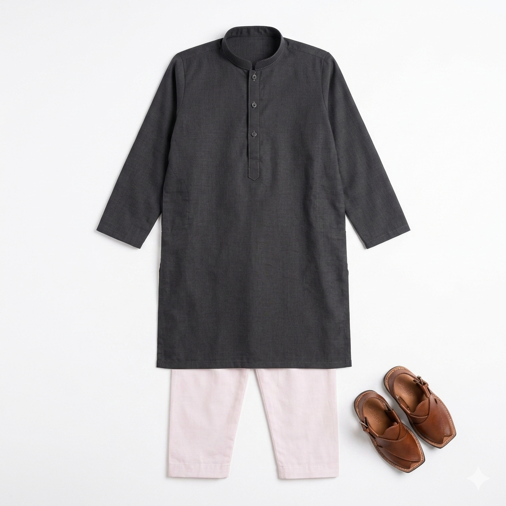 BOYS Black Plain kurta