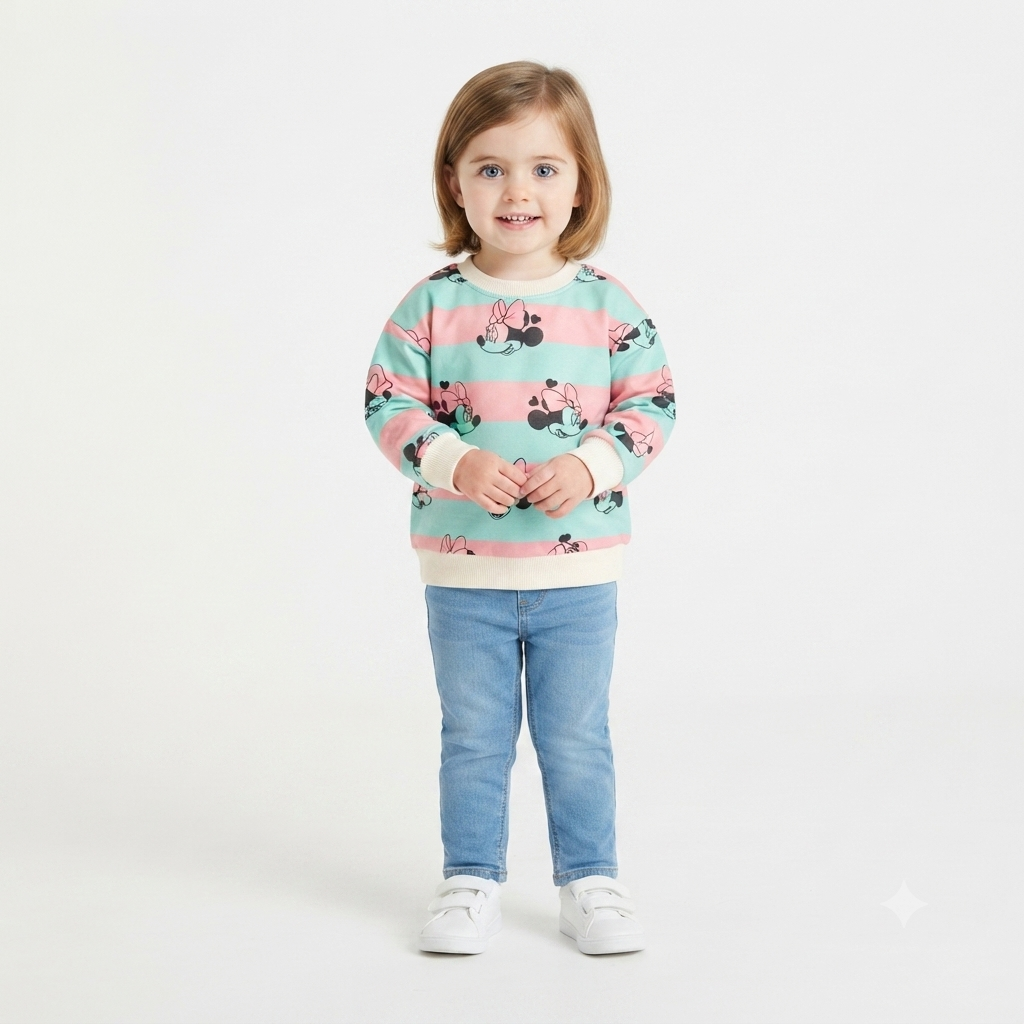Green and pink lining micky sweatshirt