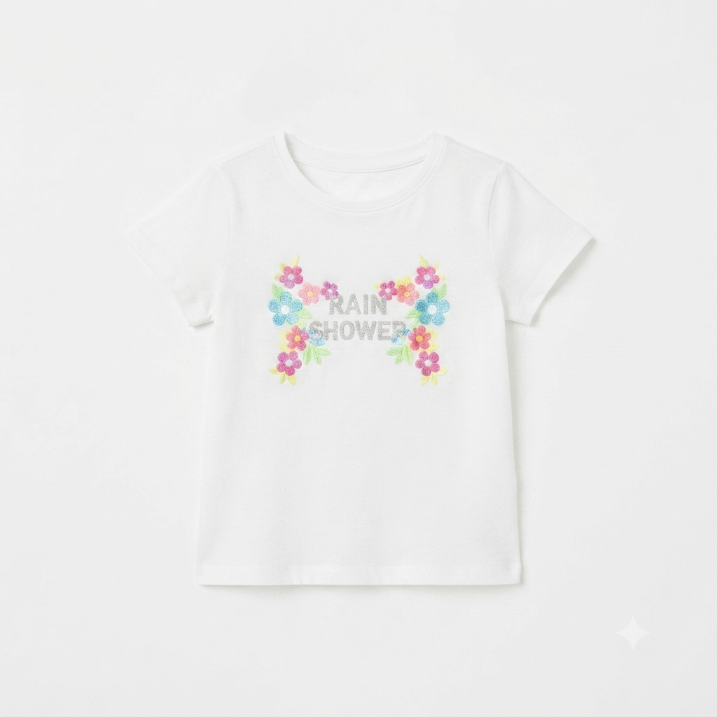 Girls white shower t-shirt