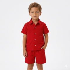 Boys Red Polka Dot Tracksuit (Summer)