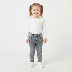 Girls Grey Acid Wash Denim Pant