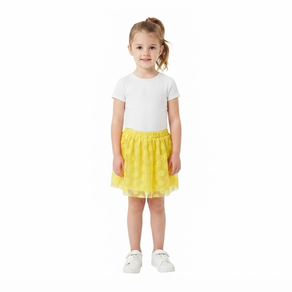 Girls yellow dot net skirt