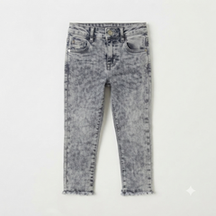 Girls Grey Acid Wash Denim Pant