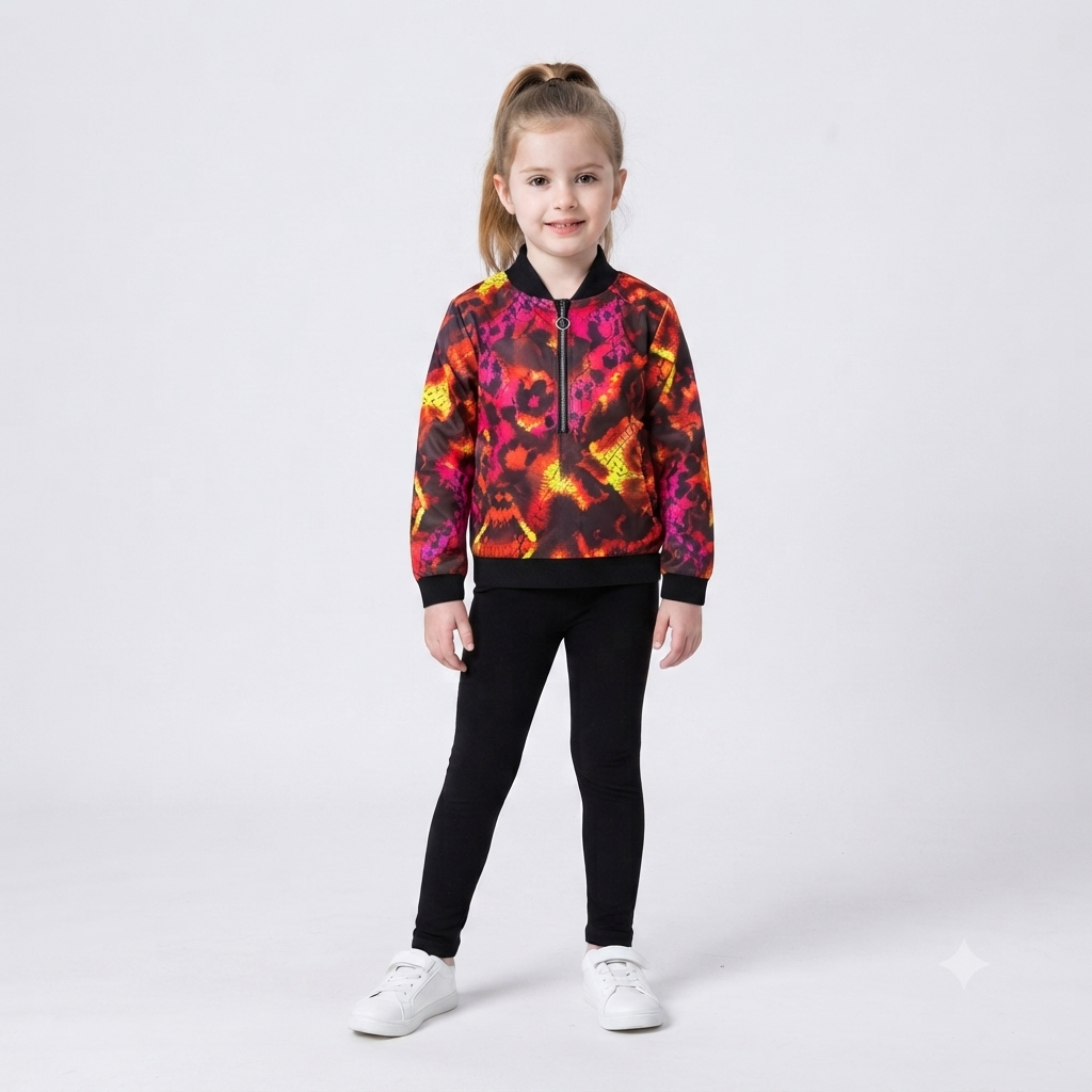 Girls red snake print zipper