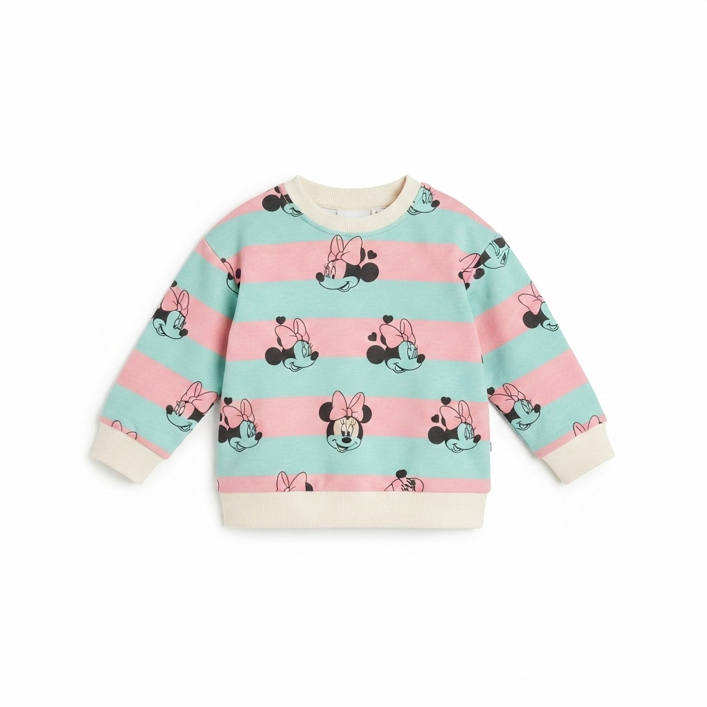 Green and pink lining micky sweatshirt