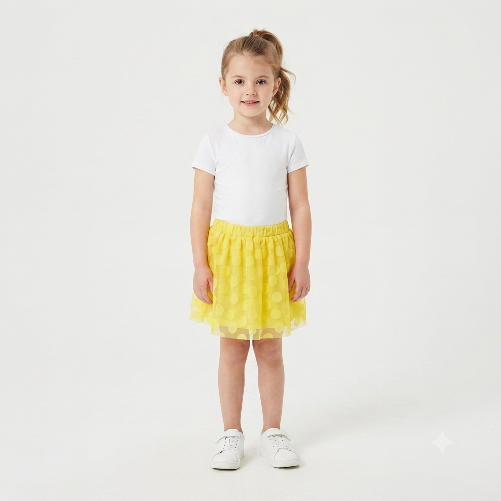 Girls yellow dot net skirt