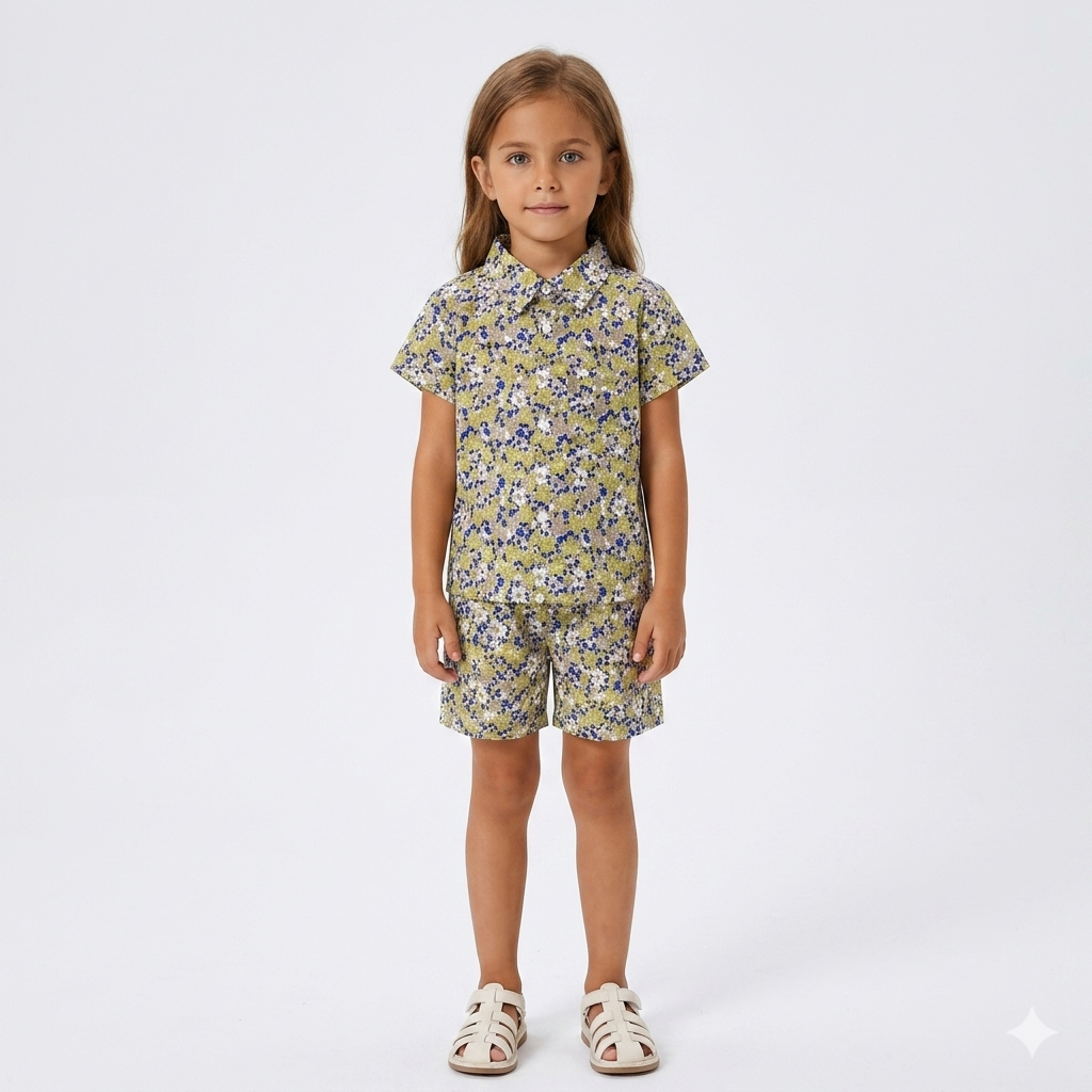Girls Multicolored Floral Print Tracksuit (Summer)