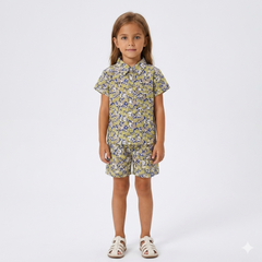 Girls Multicolored Floral Print Tracksuit (Summer)