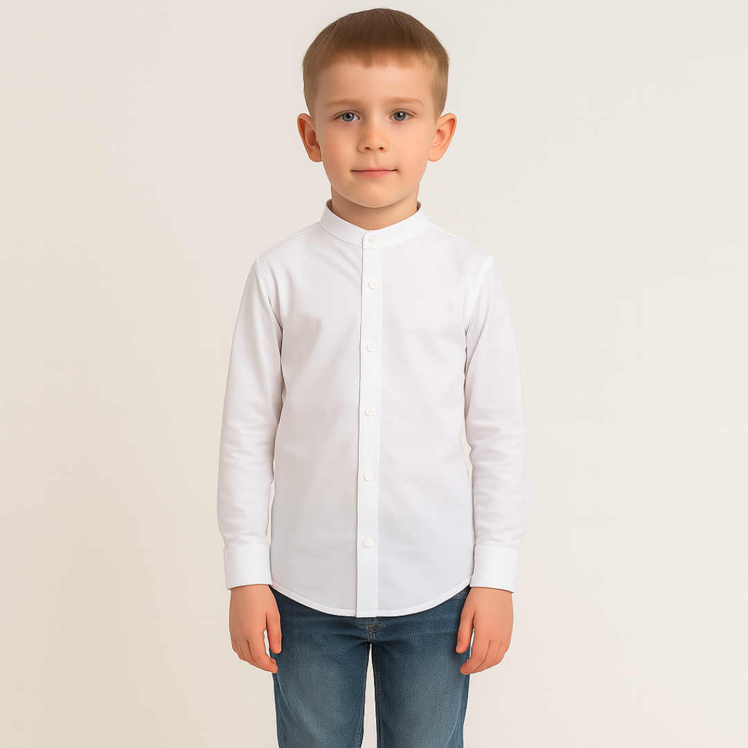 Boys white round neck casual shirt
