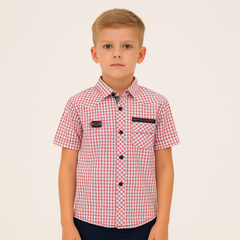 Boys orange check casual shirt