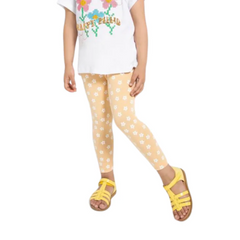 Girls peach floral print tights