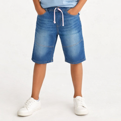 Girls blue denim short with pink laces (Last Chance)