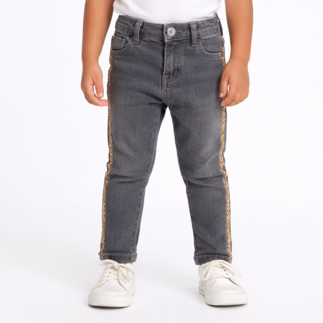 Girls gray side cheetah print pant (Last Chance)