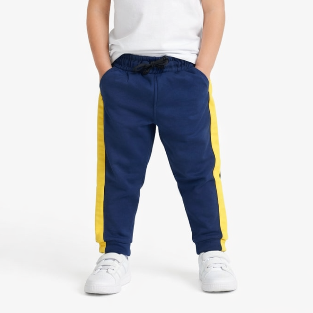 Boys blue yellow side stripe trouser (Last Chance)