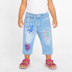 Girls flower print denim pant (Last Chance)