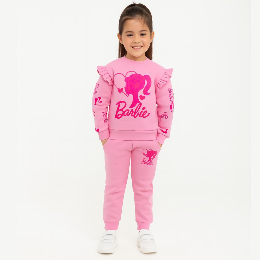 Girls pink Barbie tracksuit