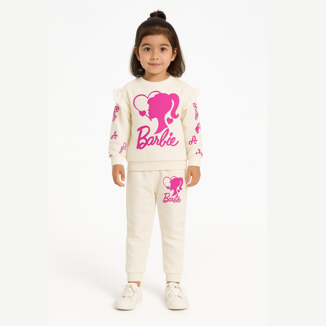 Girls white Barbie tracksuit