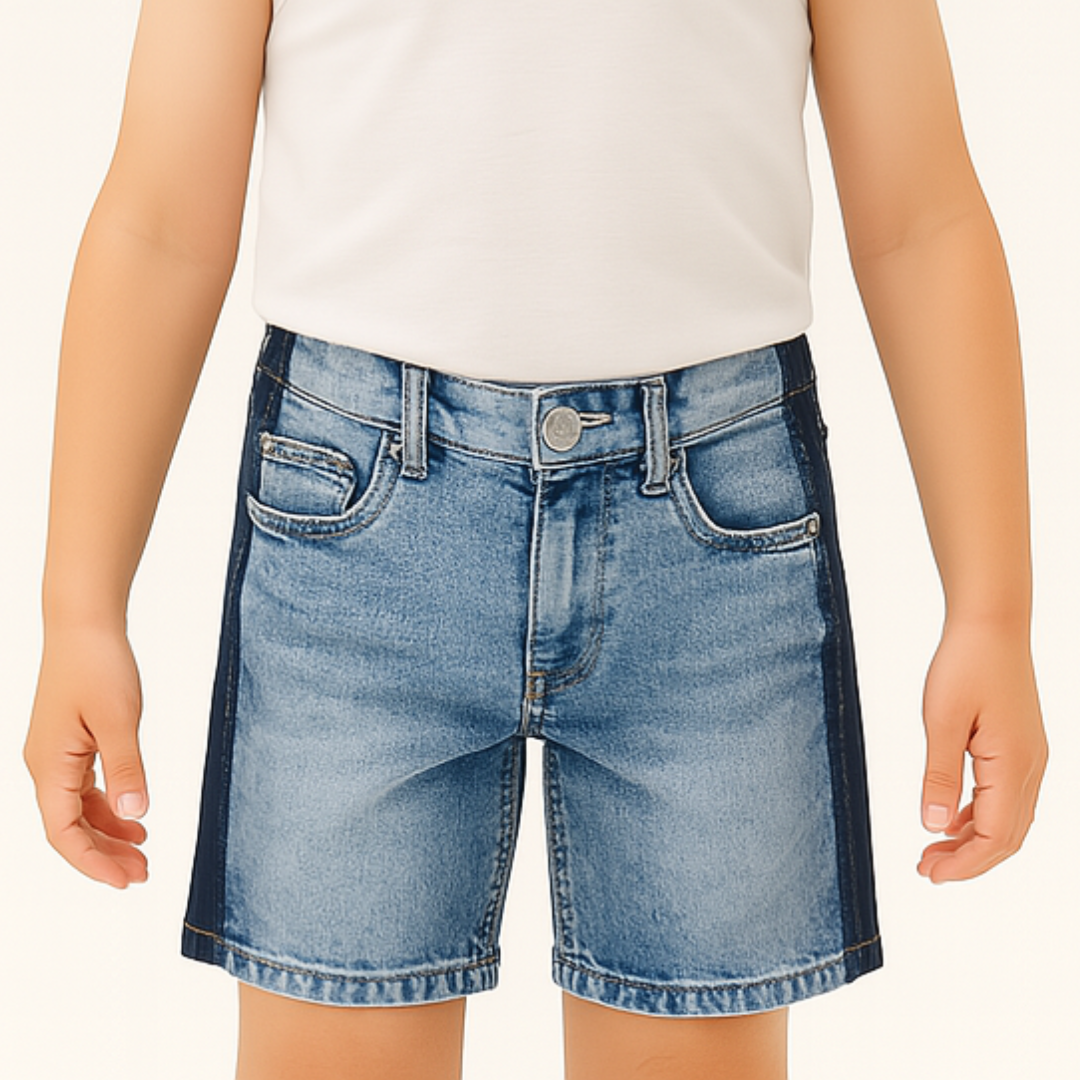 Boys side stripe denim shorts